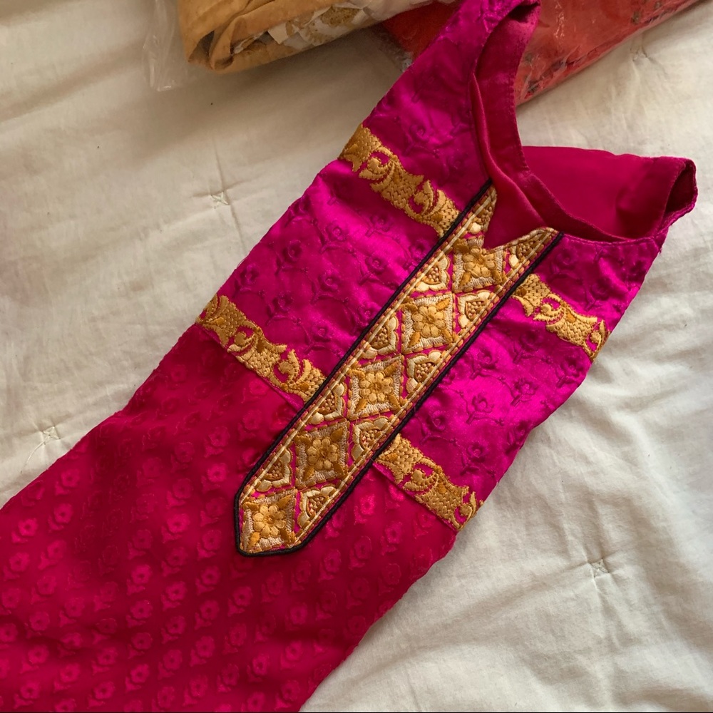 Magenta Salwar Kameez with Floral Embroidery